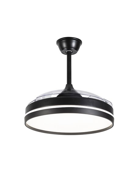 Ventilador de Techo DC Negro con Luz LED y 3 Aspas Retráctiles