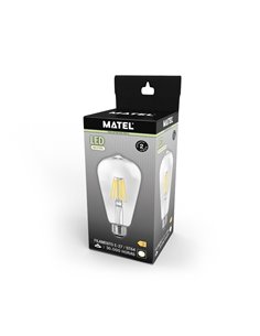 Bombilla LED Pera Filamento Matel E27 8W Neutra Clara 2
