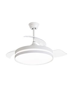 Ventilador de Techo DC Blanco con Luz LED y 3 Aspas Retráctiles
