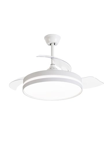 Ventilador de Techo DC Blanco con Luz LED y 3 Aspas Retráctiles
