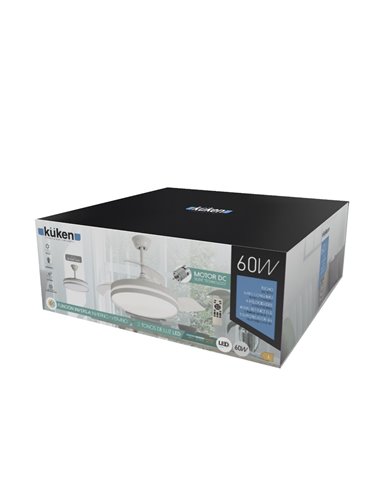 Ventilador de Techo DC Blanco con Luz LED y 3 Aspas Retráctiles