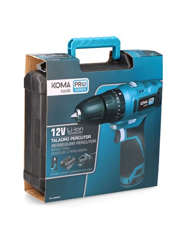 Kit maletín taladro percutor 12 v con accesorios, bateria y cargador