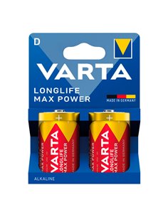 Pila alkalina longlife max power d - lr20 (blister cartón 2 unid.) ø34,2 x 61,5 mm
