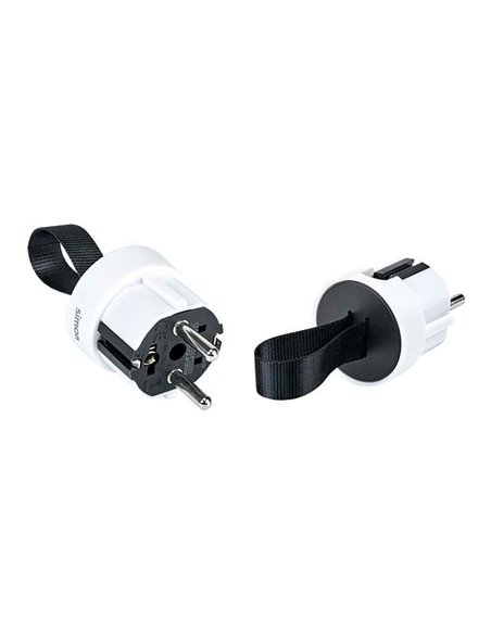 Clavija extraplana 2p+tt schuko salida lateral 16 a 250 v~ facil extraccion, blanca