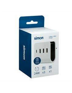Adaptador 3 usb a + 1 usb c 16 a con soporte para smartphone 2