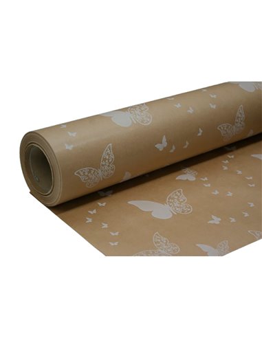 Rollo de papel de regalo mariposas blancas 70 cm x 50 m
