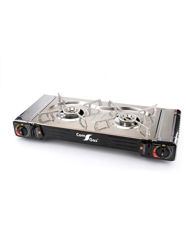 Cocina portátil compacta 2 fuegos butano para camping