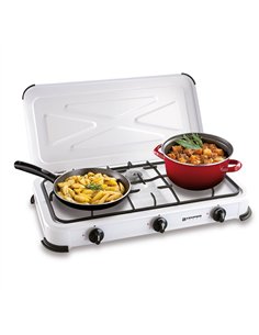 Cocina de gas butano/propano esmaltada 3 quemadores, blanca, 600 x 340 x 100 mm 2