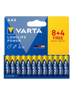 Pila alkalina longlife power aaa - lr03 (blister cartón 12 uds 8+4) ø10,5 x 44,5 mm