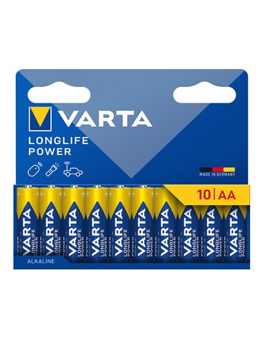 Pila alkalina longlife power aa - lr06 (blister cartón 10 uds) ø14,5 x 50,5 mm