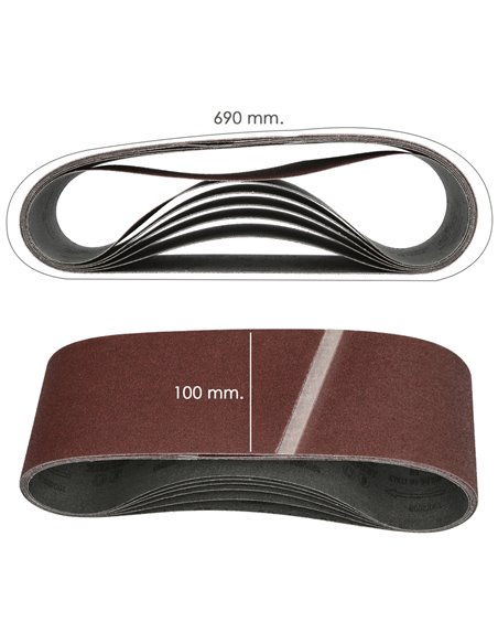 Lija Recambio Banda 100 x 690 mm. Grano 120 (6 Piezas)