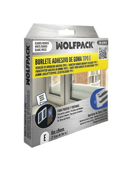 Burlete Elástico "E" 6 m. x 9 mm. Blanco