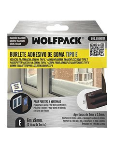 Burlete Elástico "E" 6 m. x 9 mm. Marrón 2