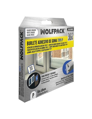 Burlete Elástico "P" 6m. x 9mm. Blanco