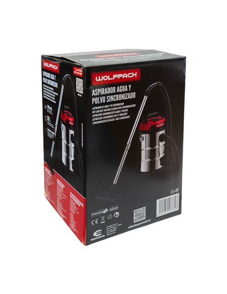 Aspirador Inoxidable 30 Litros / 1400 Watt. Interruptor Sincronizado.