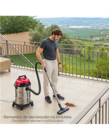Aspirador Inoxidable 30 Litros / 1400 Watt. Interruptor Sincronizado.