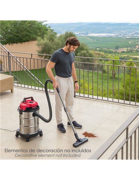 Aspirador Inoxidable 30 Litros / 1400 Watt. Interruptor Sincronizado.
