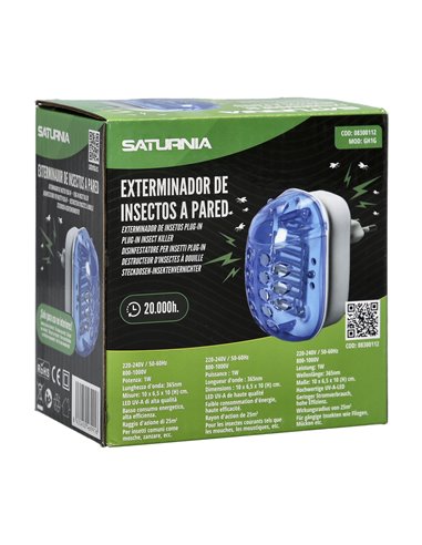 Exterminador De Insectos A Pared 1,5 Watt.