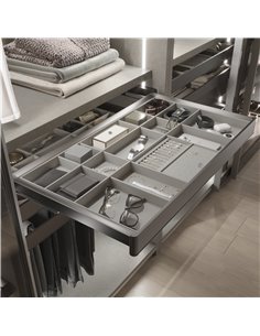 Emuca Kit de cajón organizador y bastidor regulable Quartz para armarios, guías de cierre suave y extracción total, Módulo 70cm, 2