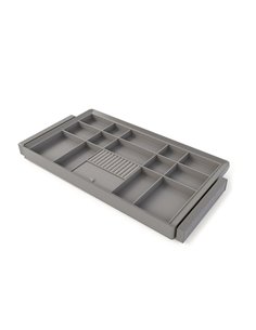 Emuca Kit de cajón organizador y bastidor regulable Quartz para armarios, guías de cierre suave y extracción total, Módulo 90cm,