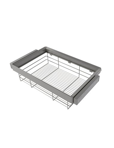 Emuca Kit de cajón de alambre y bastidor regulable Quartz para armarios, guías de cierre suave y extracción total, Módulo 80cm, 