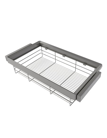 Emuca Kit de cajón de alambre y bastidor regulable Quartz para armarios, guías de cierre suave y extracción total, Módulo 90cm, 