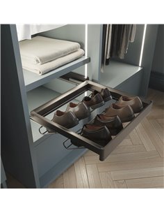 Emuca Kit de cajón zapatero y bastidor regulable Quartz para armarios, guías de cierre suave y extracción total, Módulo 90cm, Ac 2
