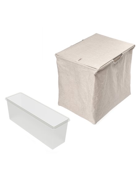 Emuca Kit de bandeja auxiliar, cesto y bastidor regulable Quartz para armarios, guías de cierre suave y extracción total, Módulo