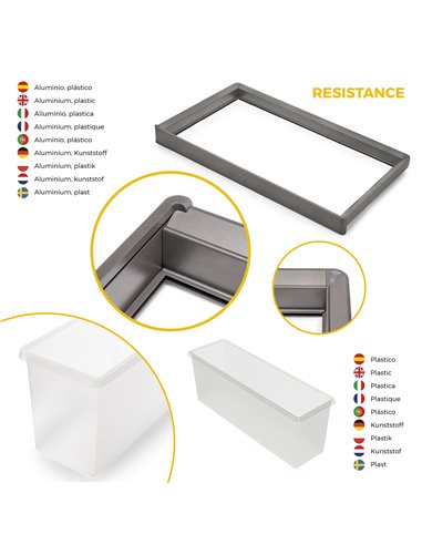 Emuca Kit de bandeja auxiliar, cesto y bastidor regulable Quartz para armarios, guías de cierre suave y extracción total, Módulo