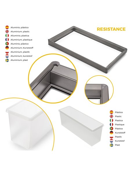 Emuca Kit de bandeja auxiliar, cesto y bastidor regulable Quartz para armarios, guías de cierre suave y extracción total, Módulo