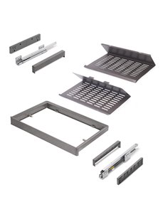 Emuca Kit de cajón zapatero extraíble para armarios Quartz, regulable, módulo 600mm, Acero, aluminio y plástico, Titanio