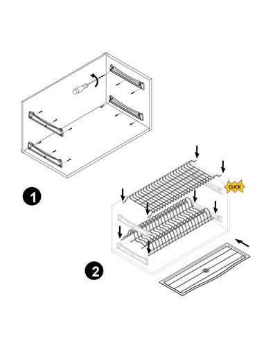 Emuca Escurreplatos para módulos altos Suprastar, módulo 600mm, Acero, Cromado