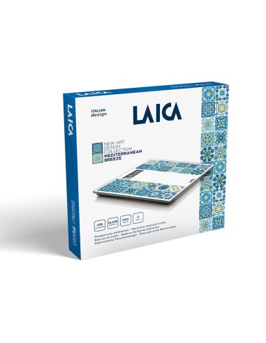 Báscula de baño electrónica con batería recargable cárga máxima 180 kg modelo estampado azul