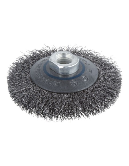 Cepillo cónico de alambre de acero, rosca m14, ø100 x 15 mm