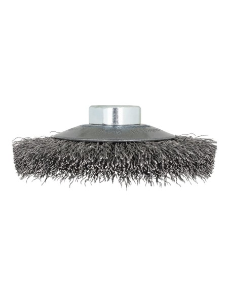 Cepillo cónico de alambre de acero, rosca m14, ø100 x 15 mm