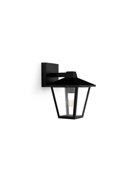 Aplique exterior kinno e27 25 w sin bombilla, color negro, luz hacia abajo