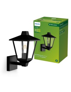 Aplique exterior kinno e27 25 w sin bombilla, color negro, luz hacia arriba 2