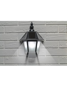 Aplique solar led, luz fria/efecto llama, ip44, negro 2