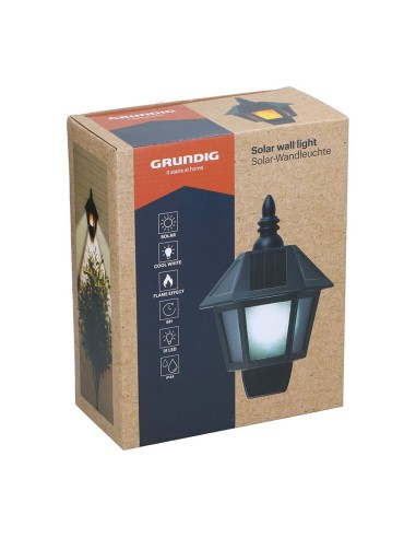Aplique solar led, luz fria/efecto llama, ip44, negro