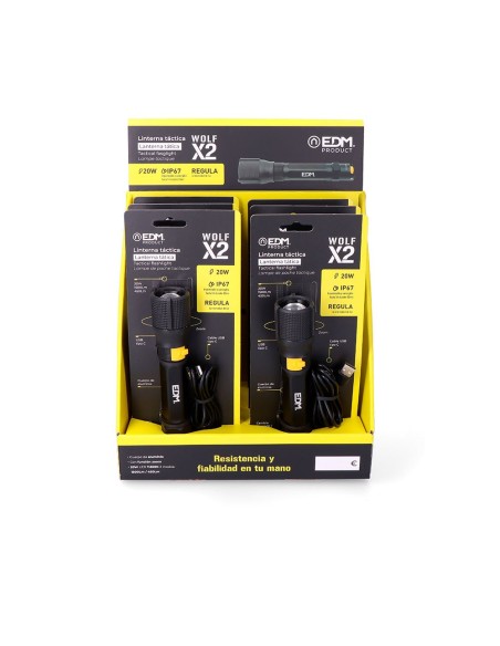 Linterna led táctica wolf x2 recargable 1500 lm / 450 lm ip67 ø4,0 x 17,8 cm