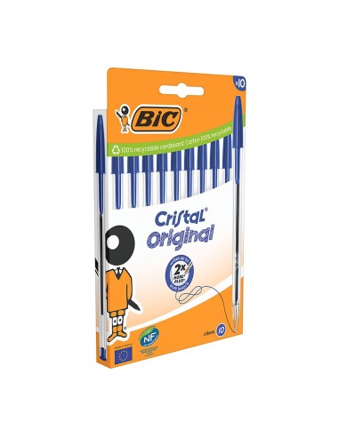 Bolígrafo cristal azul blíster 10 uds