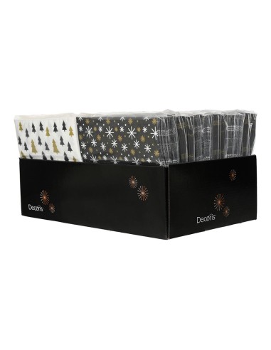 Servilletas de papel estampadas dorado, negro y blanco 33 x 33 cm