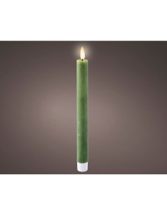 Vela de cera led color verde ø2,20 x 24,50 cm, 2 unidades