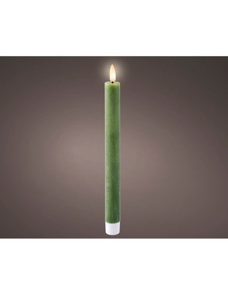 Vela de cera led color verde ø2,20 x 24,50 cm, 2 unidades