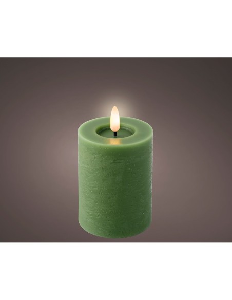 Vela de cera led color verde, ø7 x 11,2 cm