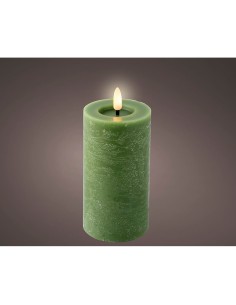 Vela de cera led color verde, ø7 x 15 cm