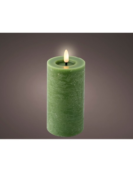 Vela de cera led color verde, ø7 x 15 cm