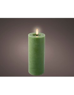 Vela de cera led color verde, ø7 x 19 cm