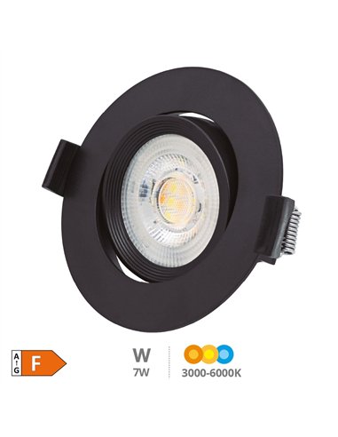 Aro basculante redondo empotrable LED Gonde 7W 3000-4000-6500K Negro