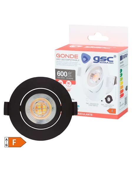 Aro basculante redondo empotrable LED Gonde 7W 3000-4000-6500K Negro